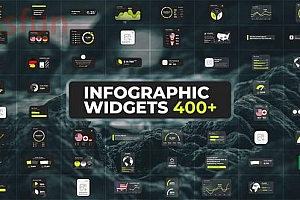 【AE模板】科技时尚悬浮毛玻璃模糊背景效果卡片标签信息图表数据图形动画 Infographics Pack& Glass Widgets