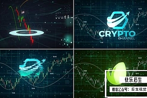 【AE模板】高科技数字金融虚拟加密货币概念图形LOGO徽标设计揭示动画(含模板音乐) Crypto Logo Reveal