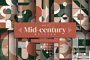 【矢量素材】10款中世纪欧洲宫廷文化风格图形艺术设计插图无缝纹理图案矢量素材 Mid-century pattern Vol.3