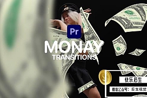 【PR模板】创意美元硬币钞票飞舞视频切换转场动画 Money Transitions for Premiere Pro