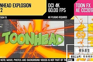 【AE模板】52种4K分辨率卡通效果FX风格爆炸图形元素动画第二套 Toonhead (Explosion FX Set 2)