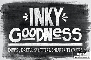 【PS/AI笔刷】71支水墨滴墨溅落笔触纹理古风绘画散点艺术PS笔刷 Inky Goodness