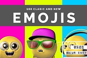 【视频素材】100个三维卡通搞怪Emojis表情循环动画视频素材 含透明通道 100 Classic And New Emojis