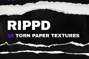 【图片素材】16张撕裂纸张边缘破损做旧复古特效纹理图片素材 RIPPD / Hi-Res Torn Paper Texture Pack