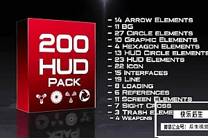 【AE模板】200个酷炫现代科技感HUD动态元素包 HUD Modern Pack