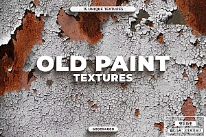 【图片素材】15张高分辨率干裂油漆风化碎片铁锈背景纹理图片素材 15 Old Paint Textures