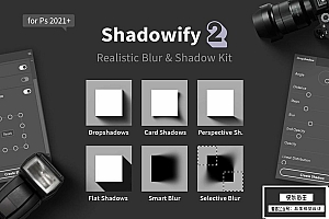 【PS插件】真实模拟阴影投影效果PS扩展插件 Shadowify 2& Blur & Shadow Plugin Win/Mac 汉化中文版