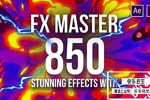 【AE/PR脚本】850种动漫卡通火焰烟雾能量电流爆炸转场液体霓虹魔法MG元素动画 FX Master – Cartoon Action Elements