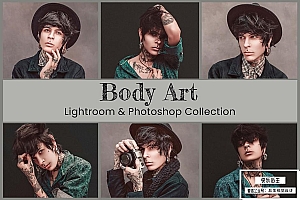 【调色预设】5款人体艺术纹身人像皮肤调色Lightroom预设LUT预设 Body Art Lightroom Ps LUT Presets