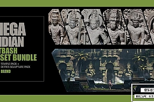【材质模型】印度古寺庙宇建筑雕塑佛像神像3D贴图材质模型 Mega Indian Kitbash Asset Bundle