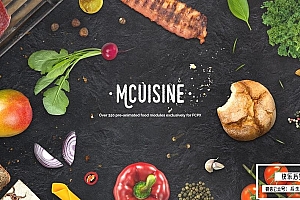 【FCPX插件】276个水果蔬菜肉类面包佐料食物餐具元素烹饪美食动画 motionVFX& mCuisine