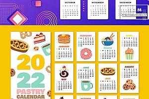 【矢量素材】54款2022虎年春节谨贺新年日历年画贺卡海报插画图案元素AI矢量素材