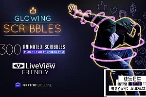 【PR脚本】300种发光涂鸦线条描边霓虹赛博朋克图形动画元素工具包 Glowing Scribble for Pr