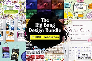 【图片素材】16000+商业设计贴图插画矢量图形标志艺术元素合集包 The Big Bang Design Bundle (16000+ iTems)