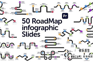 【PR模板】51个简洁创意旅行路线图信息指示标注图标演示动画 Roadmap Infographics Slides for Premiere Pro