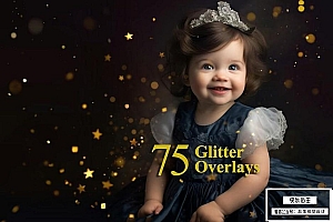 【图片素材】75张闪光粒子星芒斑点照片叠加特效图片素材 75 Glitter Overlays, Sparkle Effect for Photo Edit