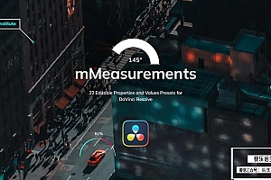 【达芬奇插件】22个创意简洁干净精确测量标注数值时间显示动画预设 motionVFX – mMeasurements 汉化版