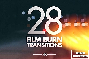【4K视频素材】28个专业复古胶片灼烧漏光转场叠加视频素材 Professional Overlay Transitions