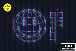 【PSD模板】复古CRT显示器像素Logo屏幕LED电子显示效果PSD模板  Vintage Monitor Effect