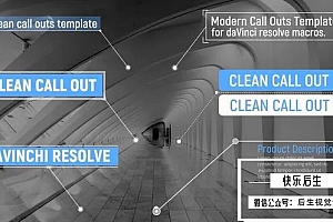 【达芬奇模板】20组可自动跟踪指示线呼出标题动画 Clean Callouts V.1