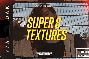 【4K视频素材】80个Super 8mm复古胶片电影颗粒光效纹理边框遮罩叠加动画 Steven McFarlane Design& Super 8mm Film Textures