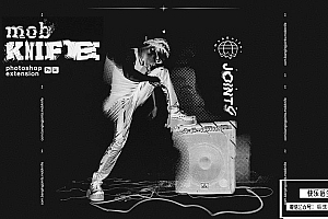 【PS插件】交互式图层线条路径切割空间画笔贴图动态布局排版插件 mobKnife Photoshop Plugin v2.2