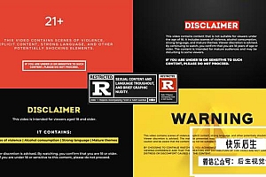 【PR模板】视频画面片段警告用户年龄内容限制免责声明提示动画 Disclaimer & Warning Elements