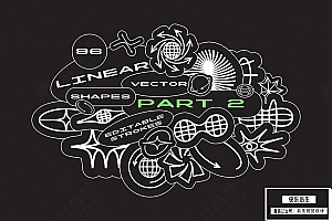 【矢量素材】96款创意时尚酸性Logo抽象几何艺术图标图形AI矢量设计素材 96 Linear Vector Shapes. Part 2