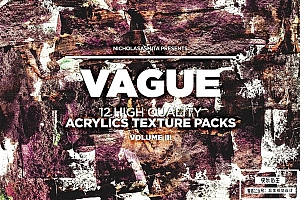 【图片素材】12款狂野复古酸性艺术丙烯酸涂料涂抹纹理创意背景图片素材Vol.3 Vague III: 12 Acrylics Textures