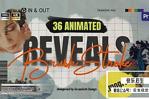 【PR模板】36个创意笔刷涂抹遮罩画面显示效果动画 Brush Reveals