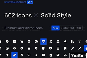 【矢量素材】662科技金融运动医疗电子设备旅行天气等行业通用Icon图标设计素材 Universal Icon Set v2.2 | Solid Style