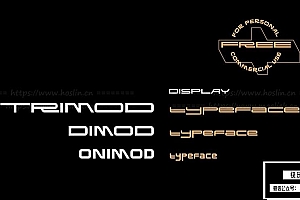 【字体】优雅时尚扁平宽体创意排版LOGO设计非衬线英文字体波兰语尖音变体 Trimod Dimod Onimod Display Fonts