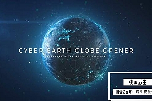 【AE模板】科技感点线粒子线条连接地球文字标题开场片头动画 Cyber Earth Globe Opener
