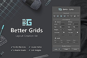 PS扩展插件!Better Grids 中文汉化版 一键创建网格布局辅助参考线!
