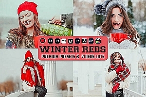 【调色预设】2款温暖明亮冬季摄影人像后期LR调色LUT预设 Winter Reds Luts Video & Presets