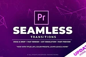 【PR模板】700个平移缩放图形分割拉伸扭曲炫光转场音效视频调色文字标题动画预设 Seamless Transitions:700+ Pack