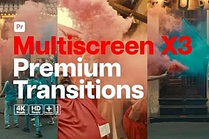 【PR模板】30个创意视频画面切割分屏转场预设动画 Premium Transitions Multiscreen X3