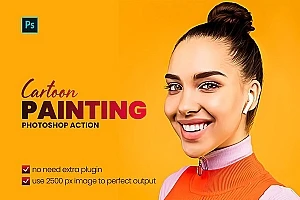 【PS动作】照片头像转卡通绘画效果PS特效动作 Cartoon Painting Photoshop Action