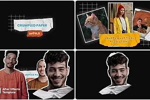 【AE模板】创意新颖褶皱纸张展开文本图像效果动画 Crumpled Paper Unfold