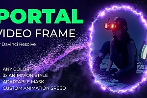【达芬奇插件】科幻魔法赛博霓虹发光窗口画中画效果 Portal Video Frame 汉化版