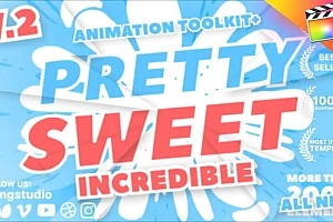 【FCPX插件】470组卡通手绘流体MG图形文字标题转场背景动画工具包 + 音效 Pretty Sweet V.2 汉化版